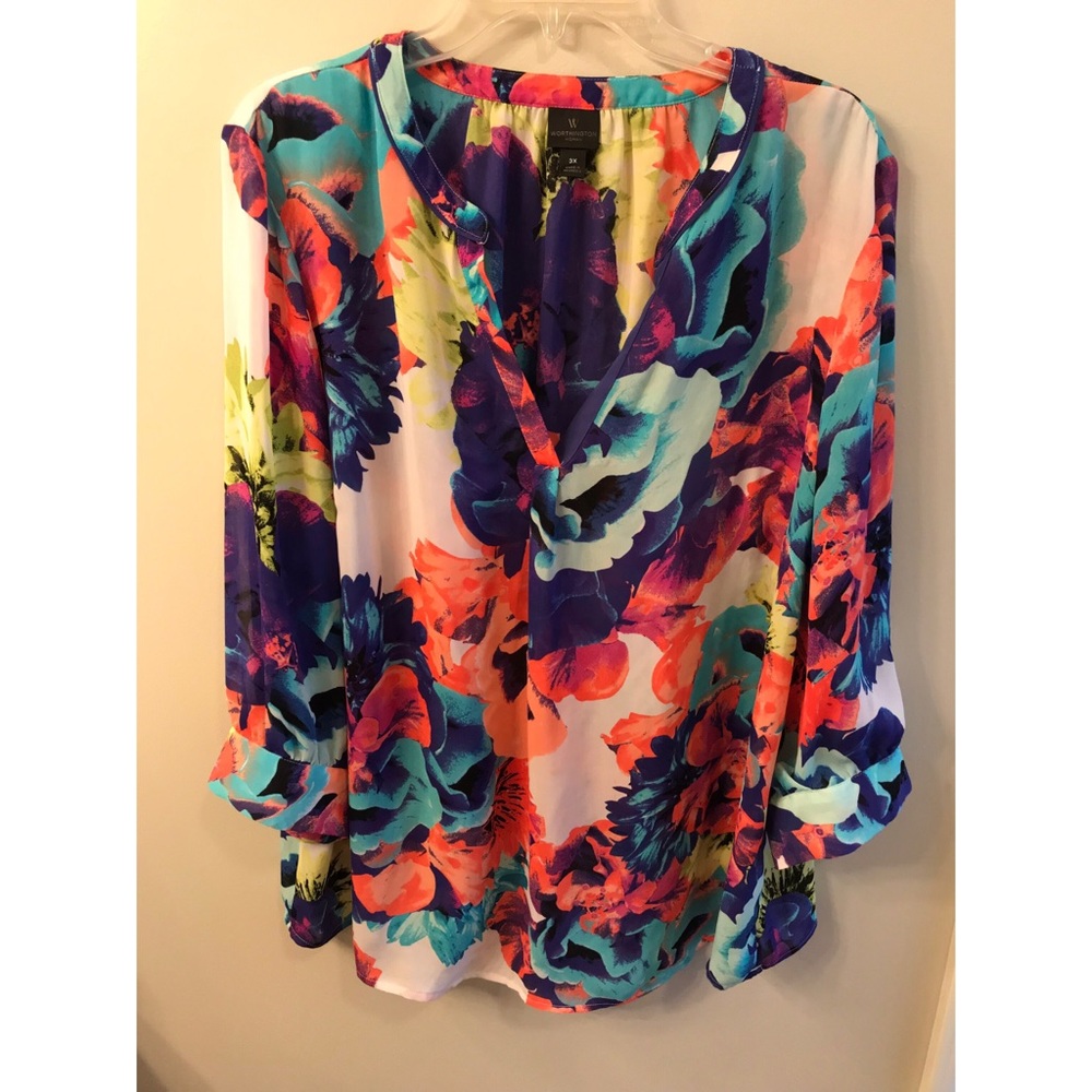 Bright floral summer blouse